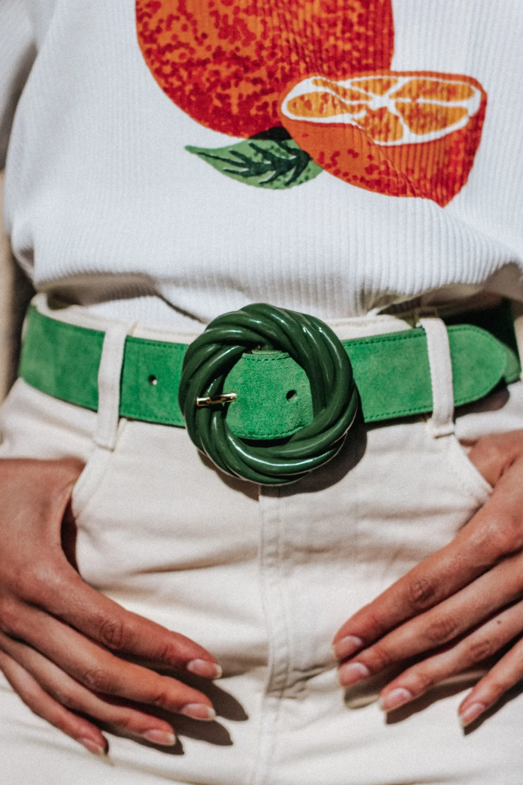 Make My Lemonade CEINTURE TORSADE SUEDE GREEN< Ceintures