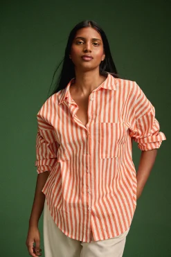 Make My Lemonade CHEMISE OMER ORANGE STRIPE< Tops & T-Shirts