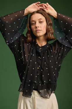 Make My Lemonade CHEMISE RAQUEL BLACK POLKA< Tops & T-Shirts