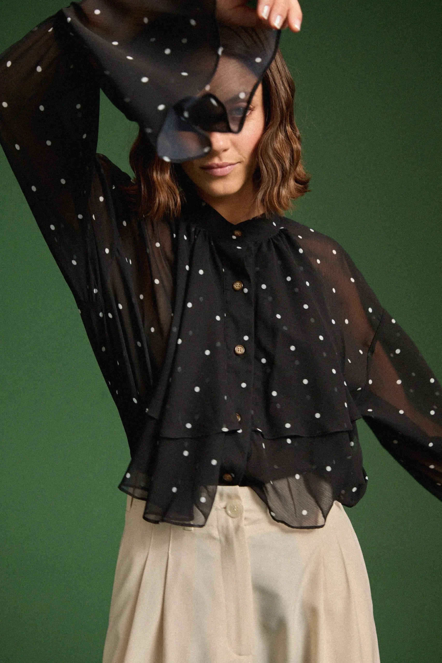 Make My Lemonade CHEMISE RAQUEL BLACK POLKA< Tops & T-Shirts