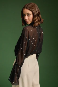 Make My Lemonade CHEMISE RAQUEL BLACK POLKA< Tops & T-Shirts