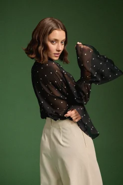Make My Lemonade CHEMISE RAQUEL BLACK POLKA< Tops & T-Shirts