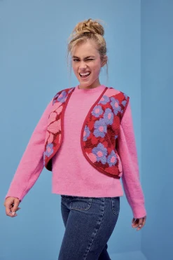 Make My Lemonade GILET RAVEL FLEURS 70'S PURPLE< Vestes & Manteaux|Sweats & Mailles