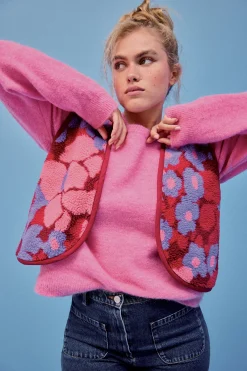 Make My Lemonade GILET RAVEL FLEURS 70'S PURPLE< Vestes & Manteaux|Sweats & Mailles