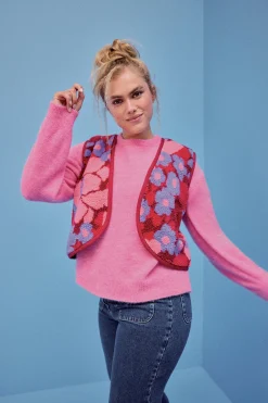 Make My Lemonade GILET RAVEL FLEURS 70'S PURPLE< Vestes & Manteaux|Sweats & Mailles