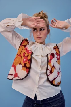 Make My Lemonade GILET RAVEL MOUMOUTE FLEURS ORANGE< Vestes & Manteaux
