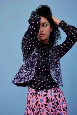 Make My Lemonade GILET RAVEL SEQUINS LILAS< Vestes & Manteaux