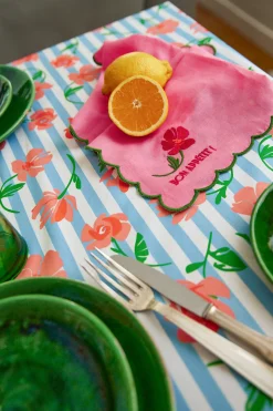 Make My Lemonade NAPPE AMELIA BLUE FLOWERS STRIPES< Art De La Table|Le Linge