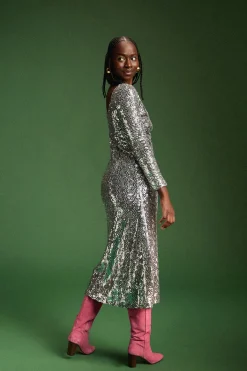 Make My Lemonade ROBE MADISON SEQUINS ARGENTE< Robes & Combis