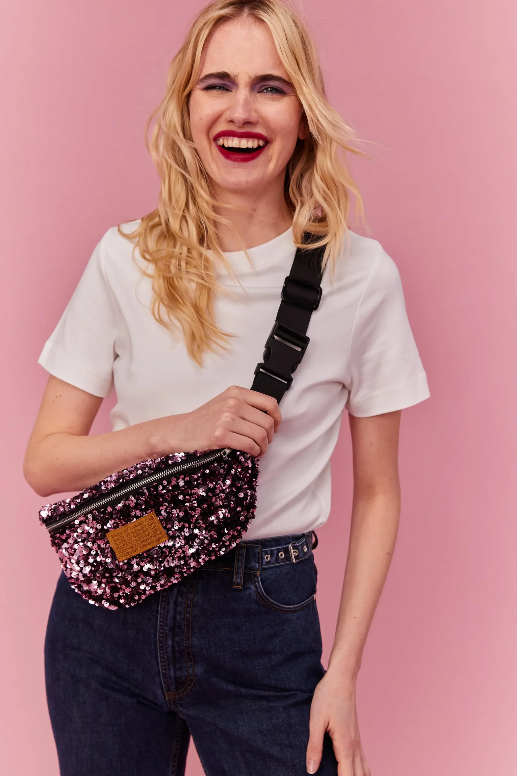 Make My Lemonade SAC BANANITA SEQUINS ROSES< Bananes|Sacs & Bananes