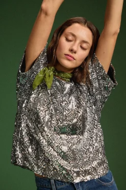 Make My Lemonade TOP SONIA SEQUINS ARGENTE< Tops & T-Shirts