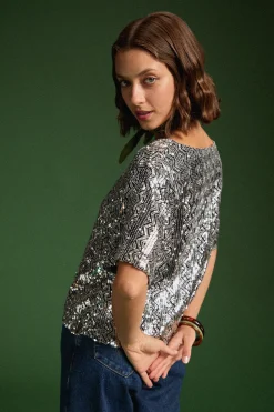 Make My Lemonade TOP SONIA SEQUINS ARGENTE< Tops & T-Shirts