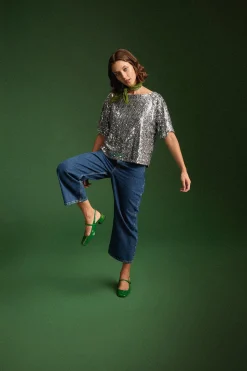 Make My Lemonade TOP SONIA SEQUINS ARGENTE< Tops & T-Shirts